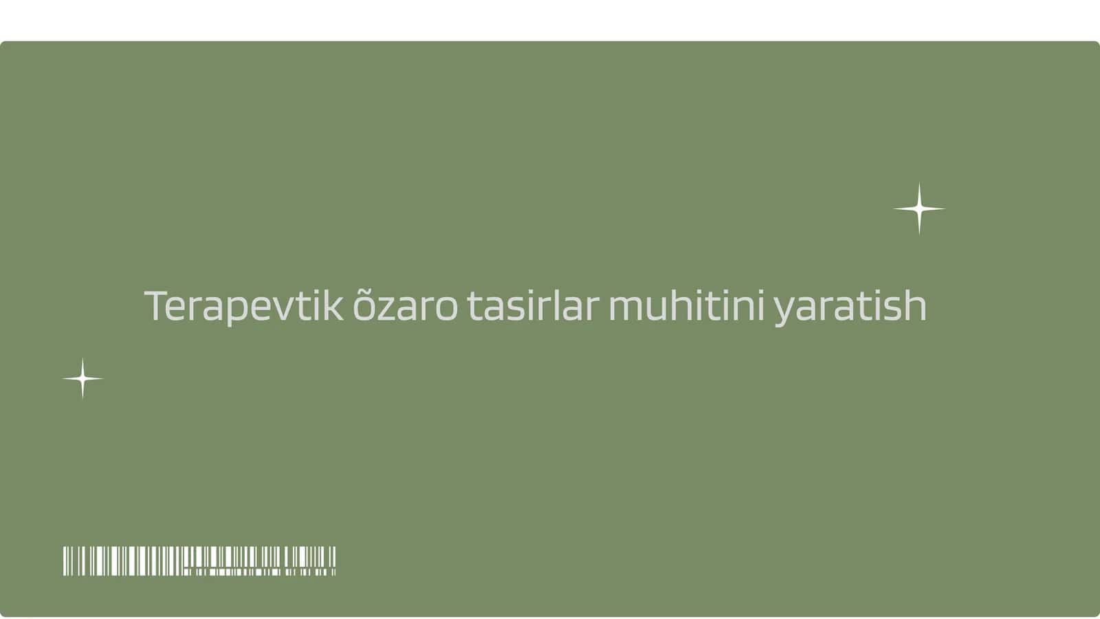 Terapevtik muhitni yaratish