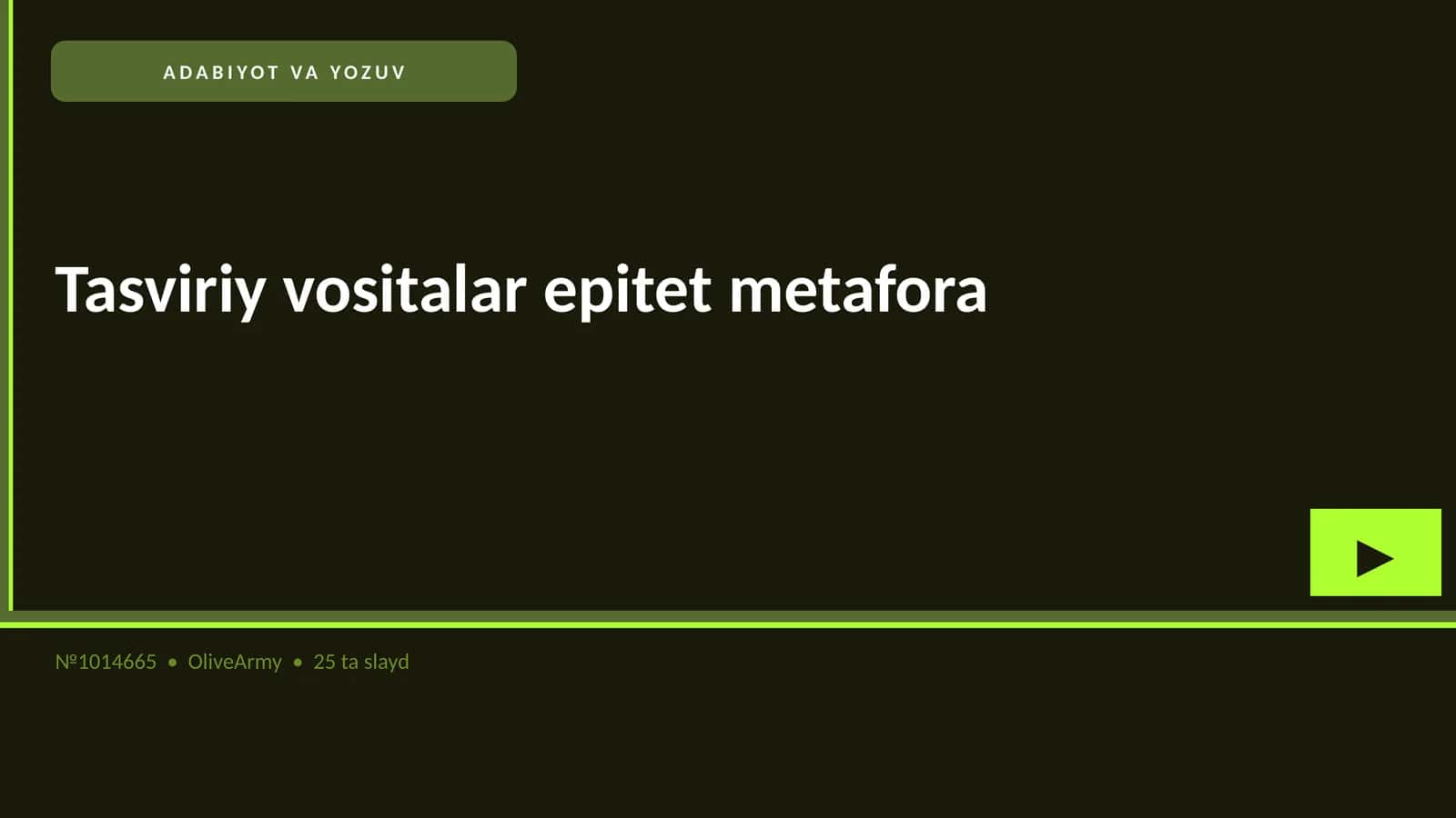 ADABIYOT VA YOZUV Tasviriy vositalar epitet metafora