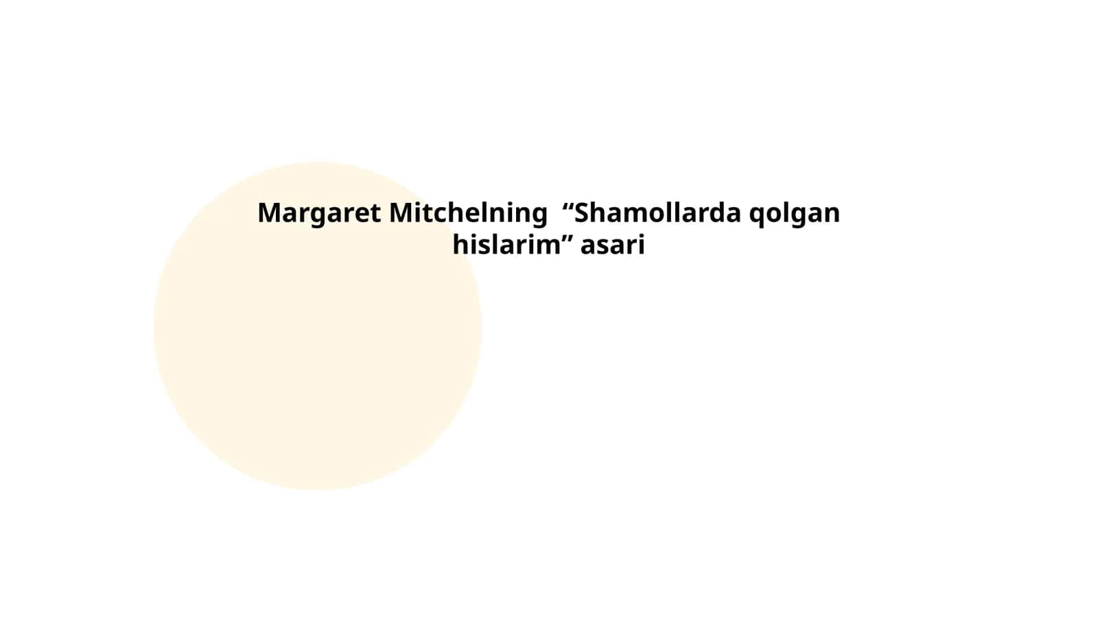Margaret Mitchelning “Shamollarda qolgan hislarim” asari