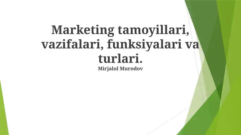 Marketingning asosiy tamoyillari