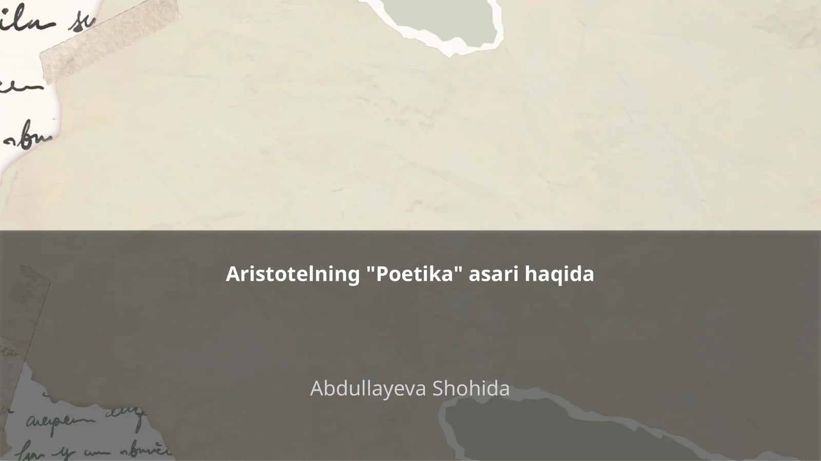 Aristotelning "Poetika" asari haqida