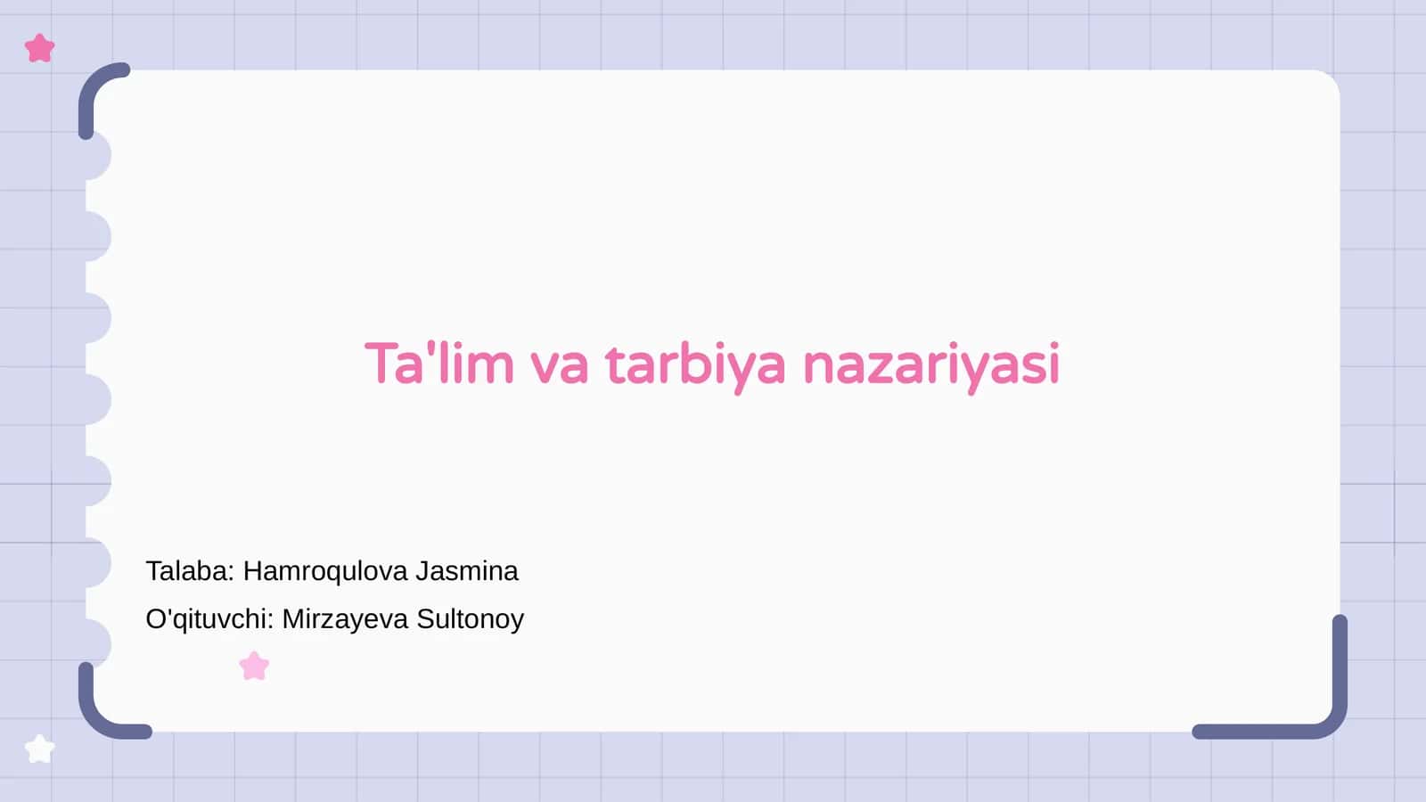Ta'lim va tarbiya nazariyasi