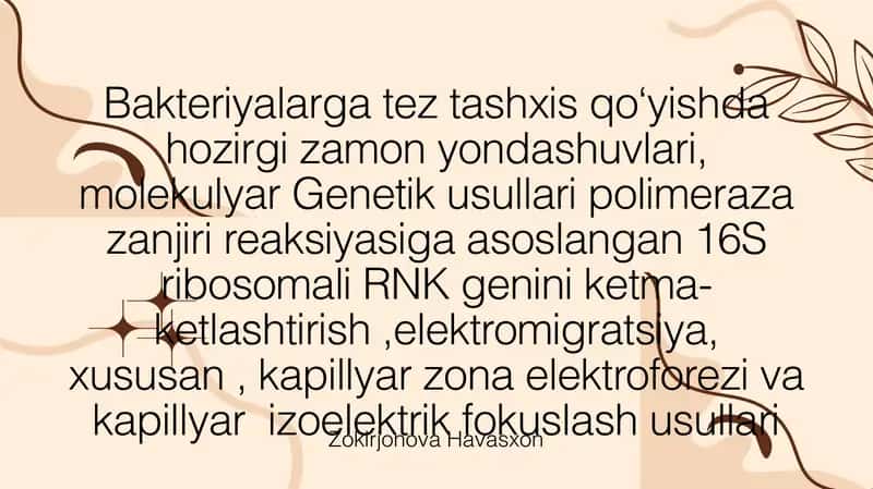 Bakteriyalarga tez tashxis qoʻyishda hozirgi zamon yondashuvlari, molekulyar Genetik usullari polime