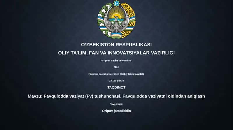 Favqulodda vaziyat (Fv) tushunchasi