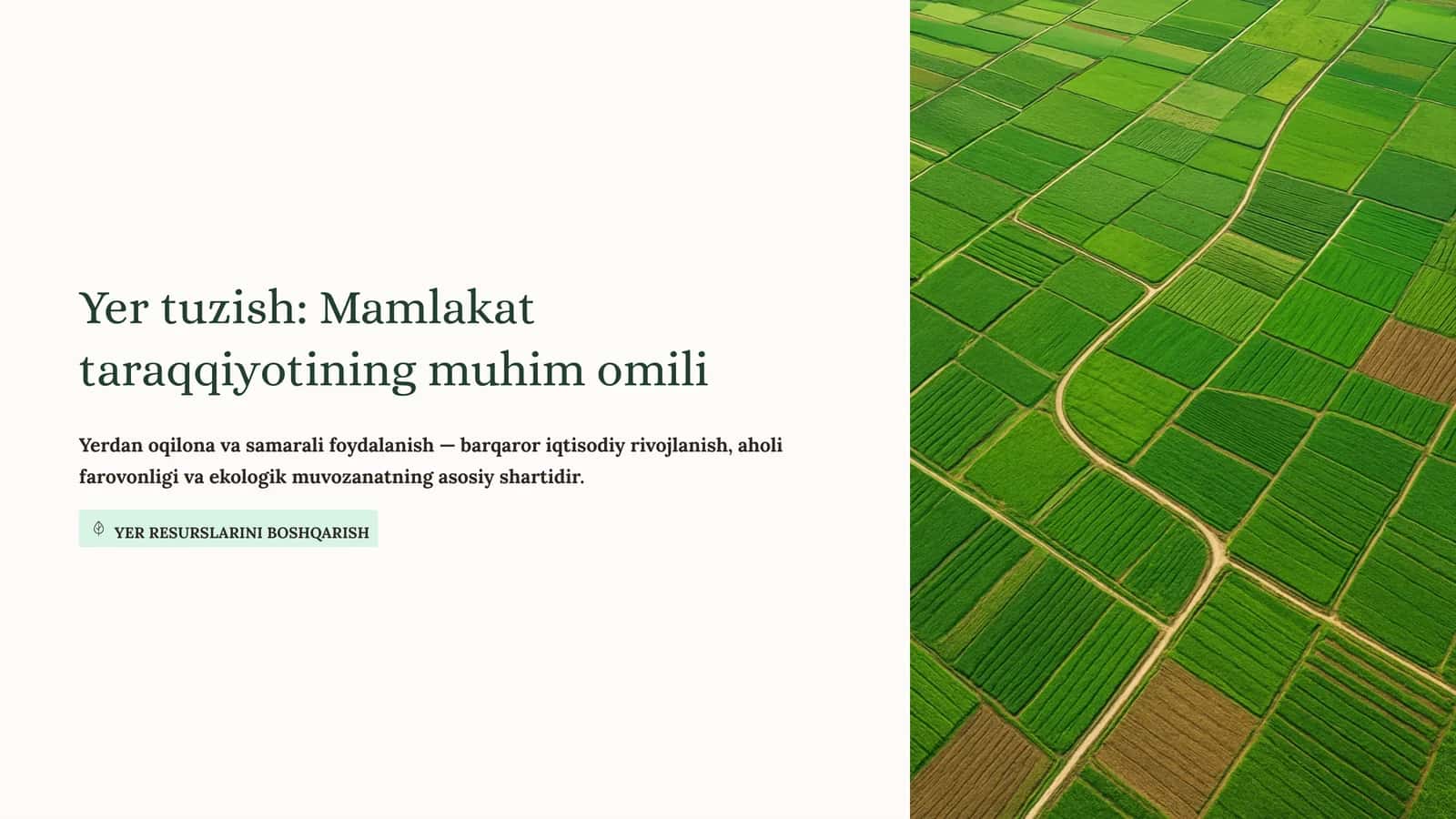 Yer tuzish: Mamlakat taraqqiyotining muhim omili