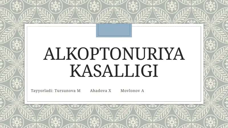 Alkoptonuriya