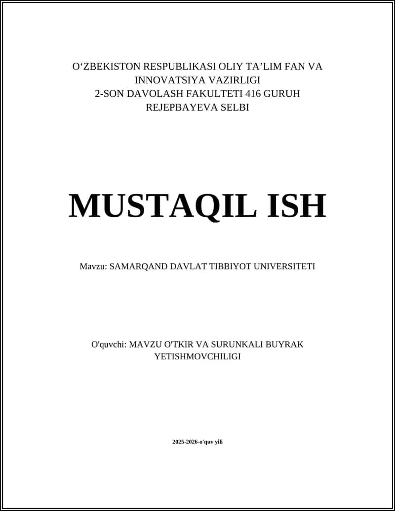 SAMARQAND DAVLAT TIBBIYOT UNIVERSITETI