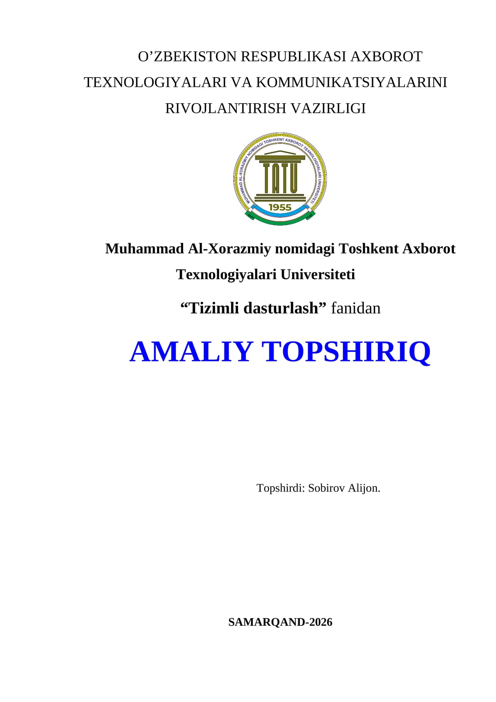 Tizimli dasturlash
