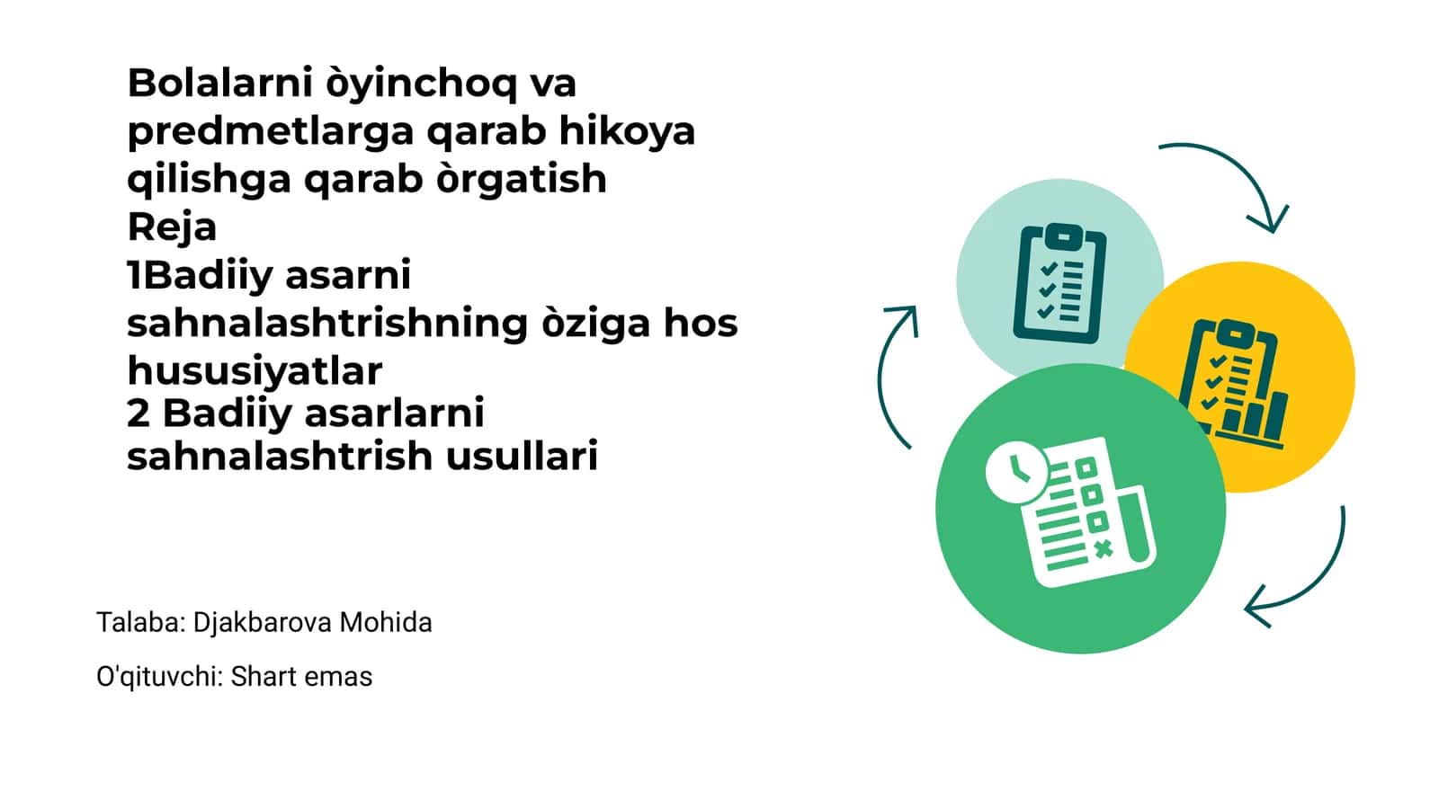 Bolalarni o‘yinchoq va predmetlarga qarab hikoya qilishga o‘rgatish