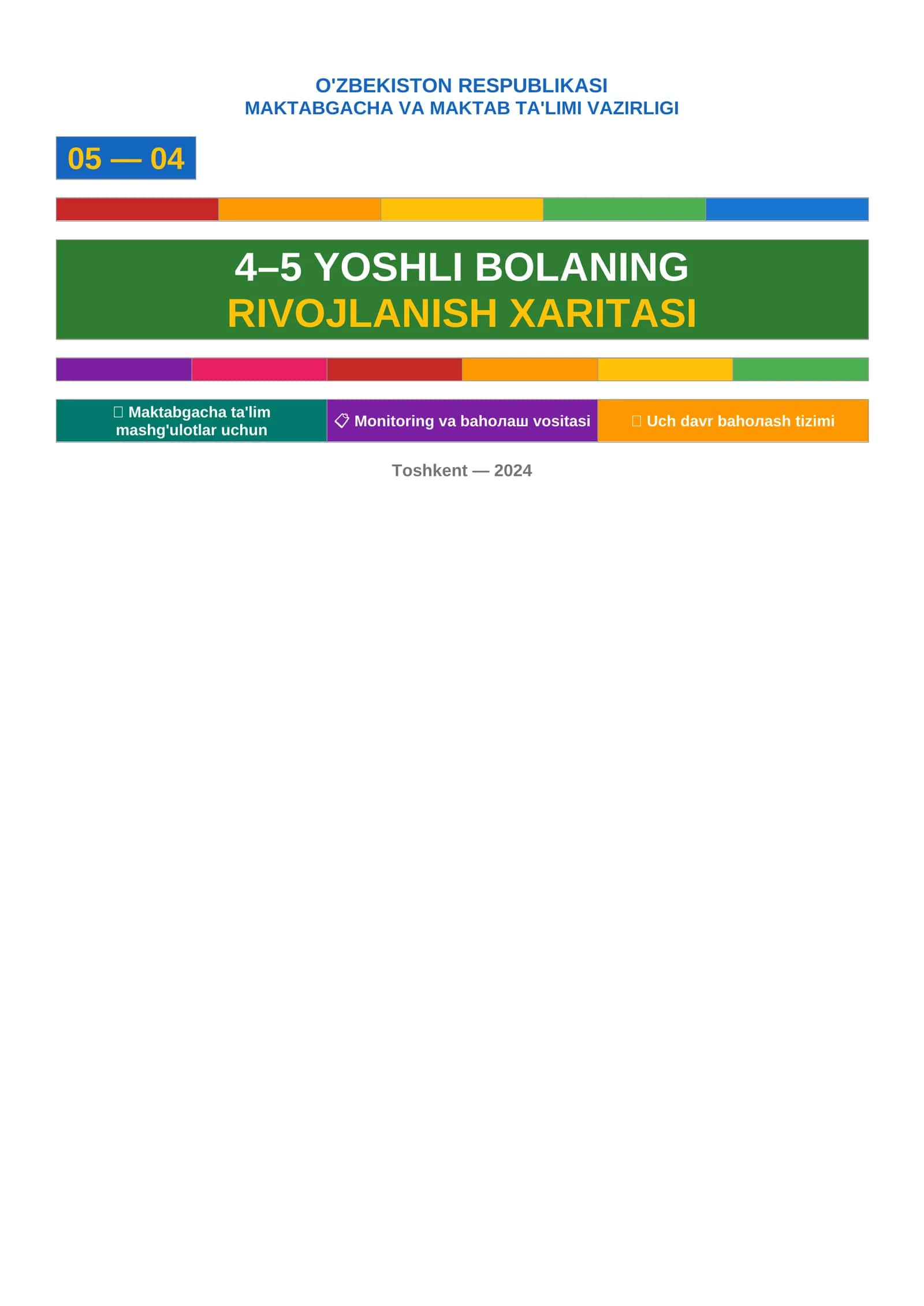 4–5 YOSHLI BOLANING RIVOJLANISH XARITASI