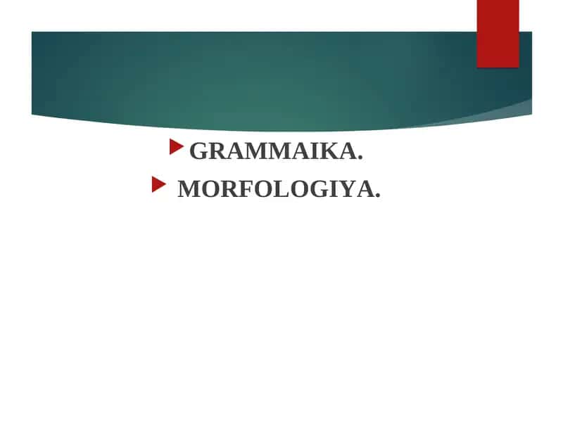 GRАMMАIKА. MОRFОLОGIYA.
