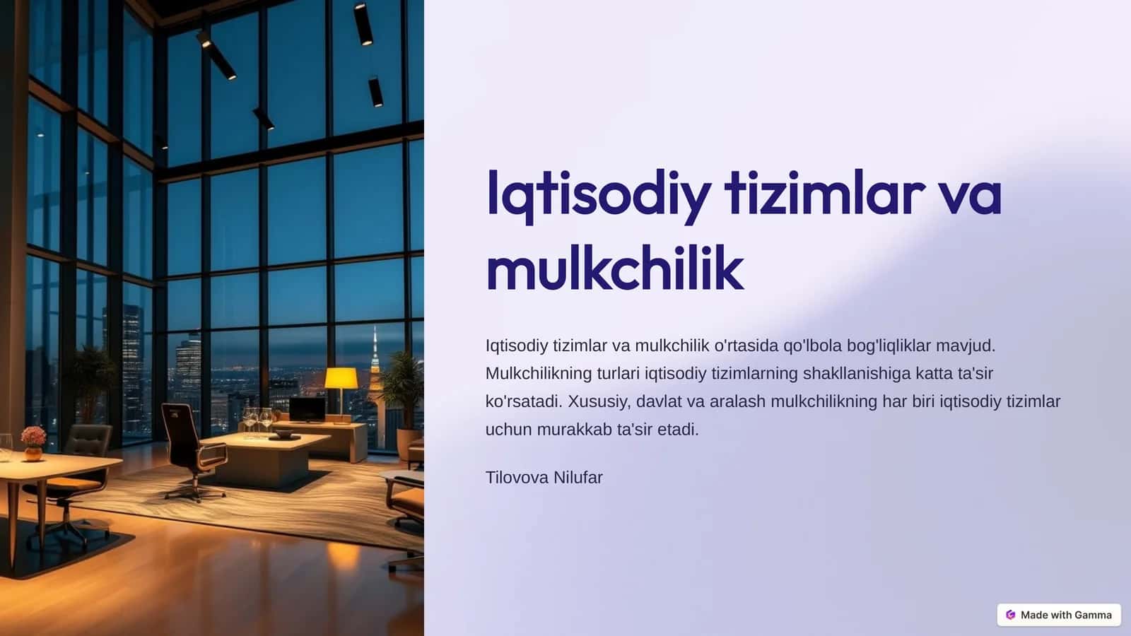 Iqtisodiy tizimlar va mulkchilik