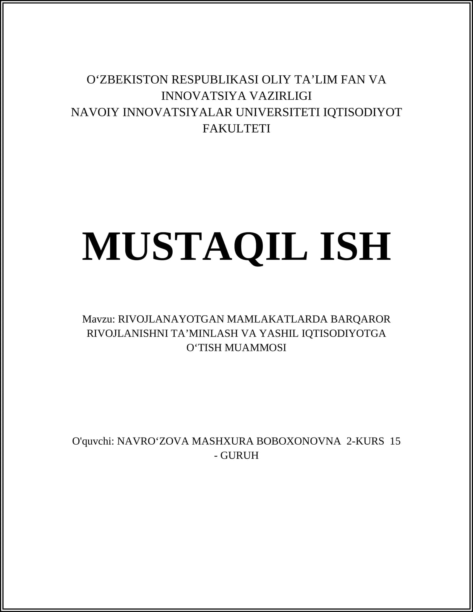 Barqaror rivojlanish kontseptsiyasi