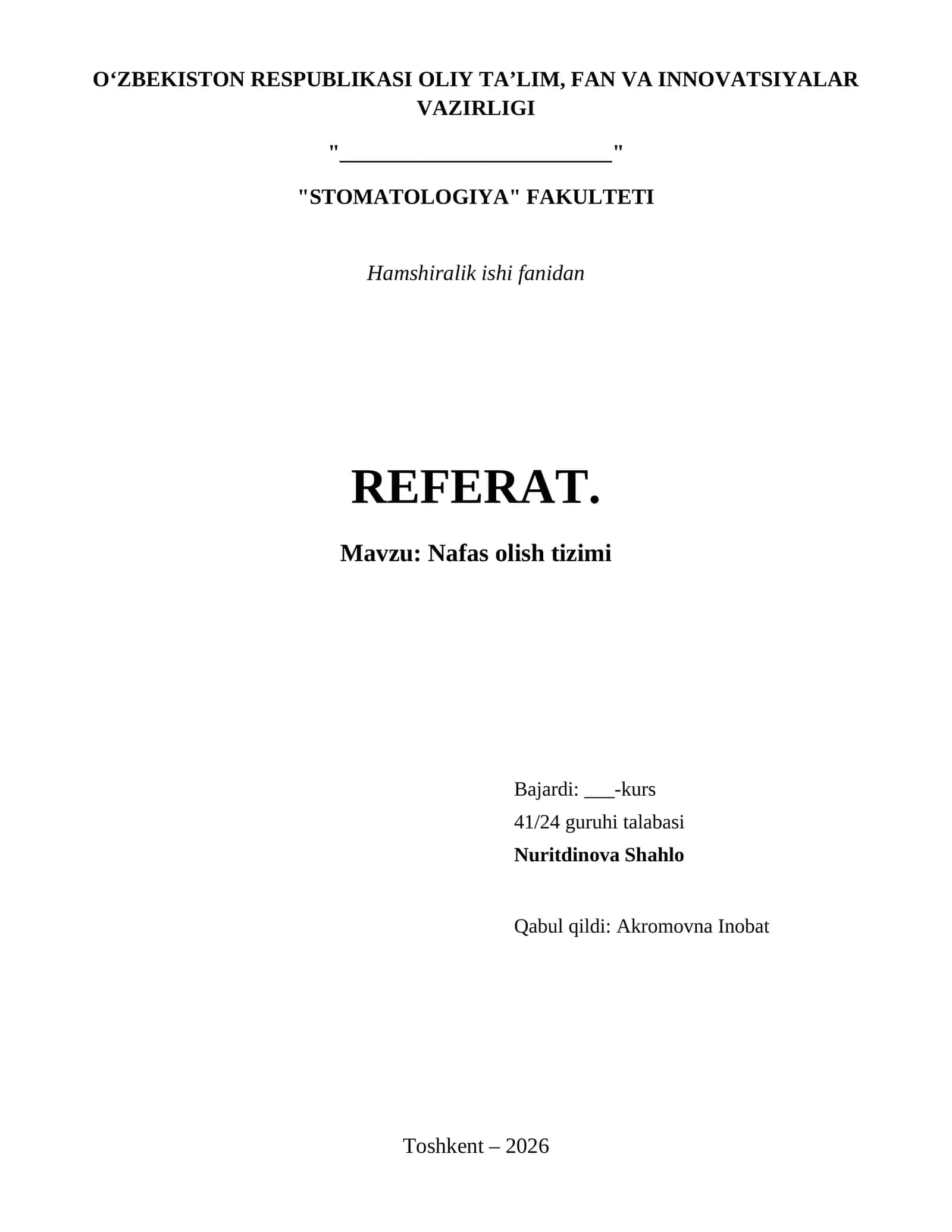 Nafas olish tizimi