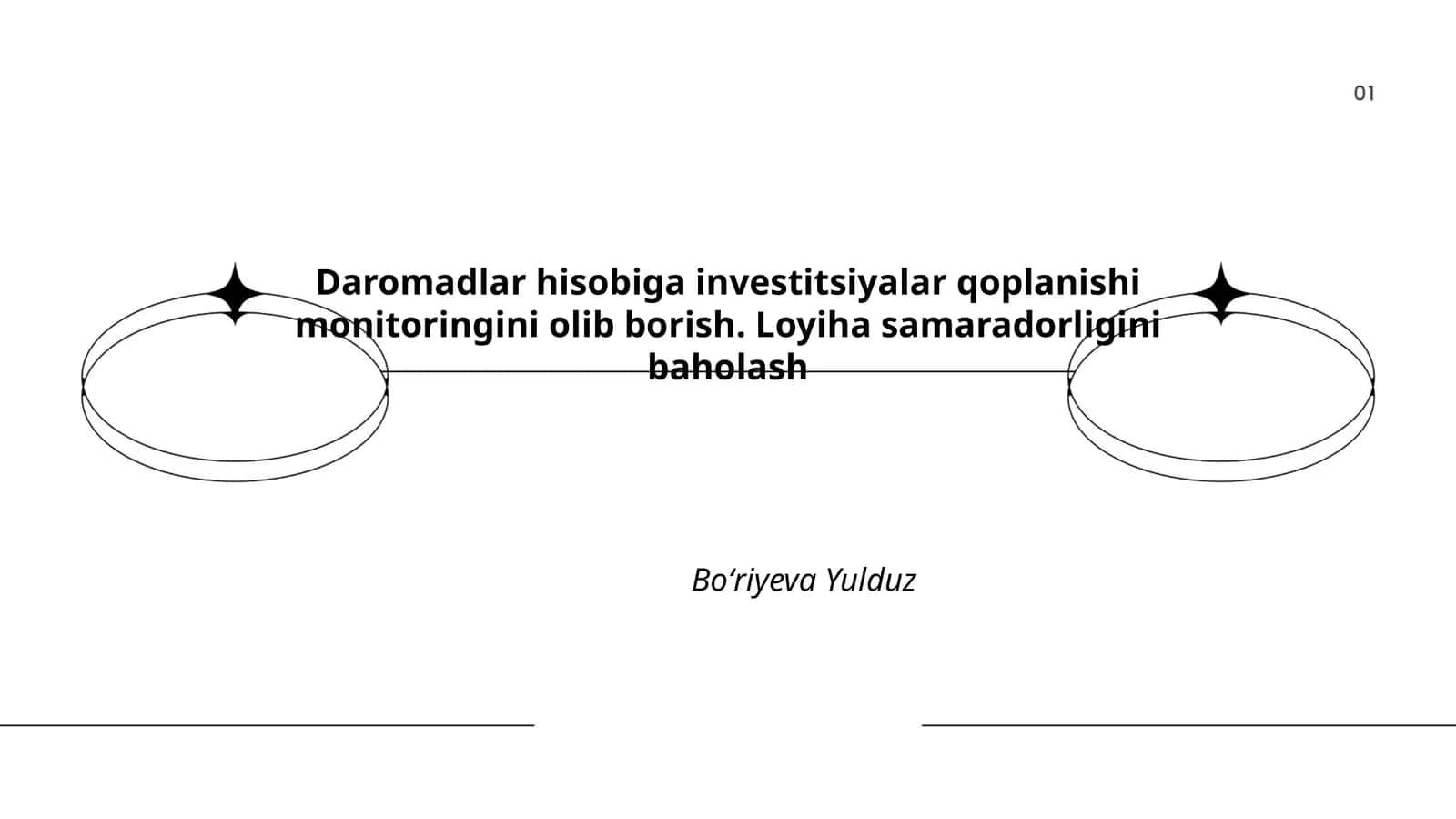 Daromadlar hisobiga investitsiyalar qoplanishi monitoringini olib borish