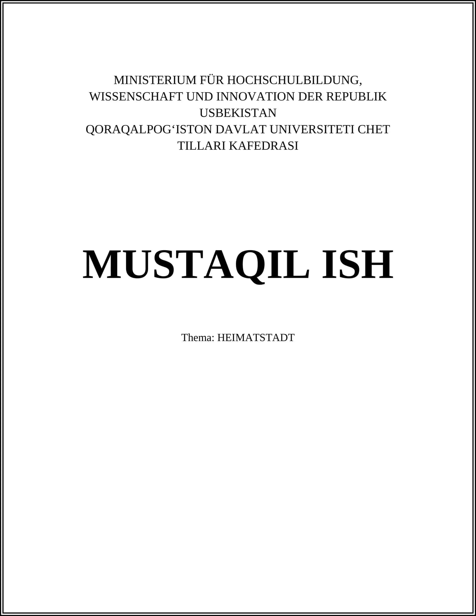 Ministerium für Hochschulbildung, Wissenschaft und Innovation der Republik Usbekistan