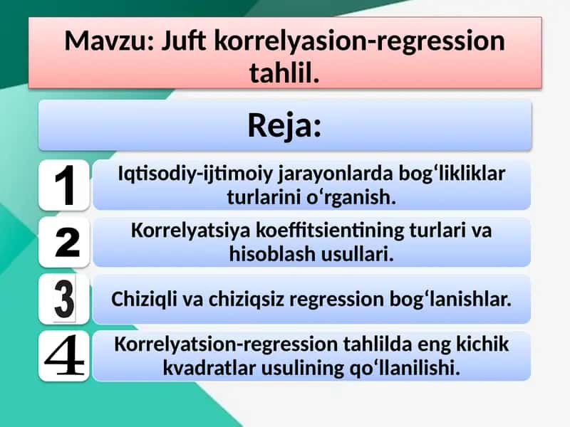Juftkorrelyasion-regression tahlil