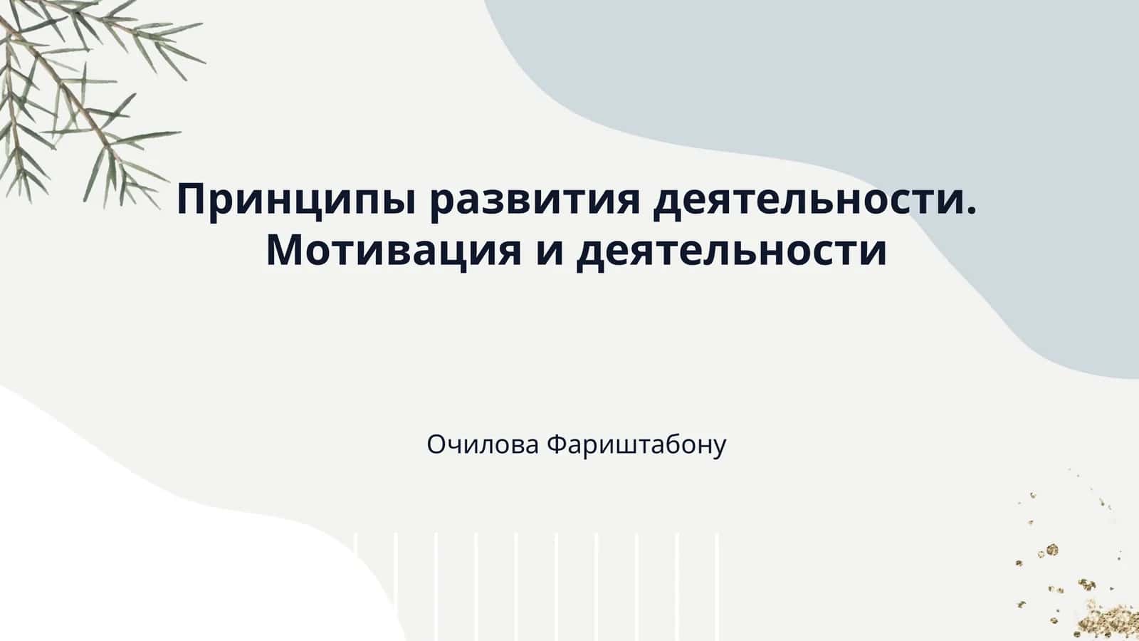 Принципы развития деятельности. Мотивация и деятельности