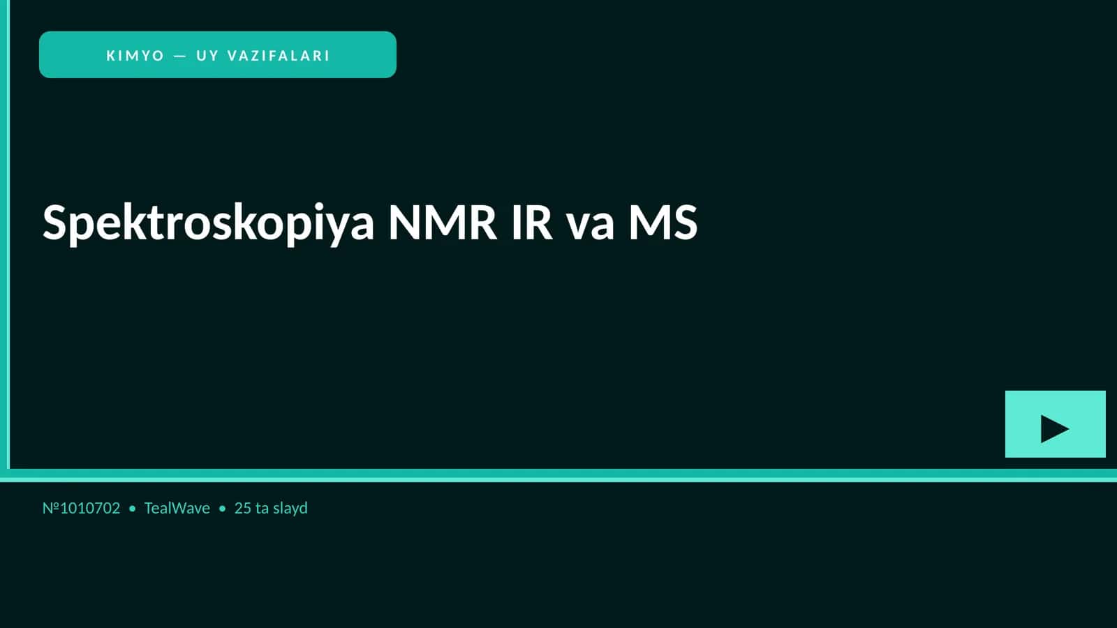 Spektroskopiya NMR IR va MS
