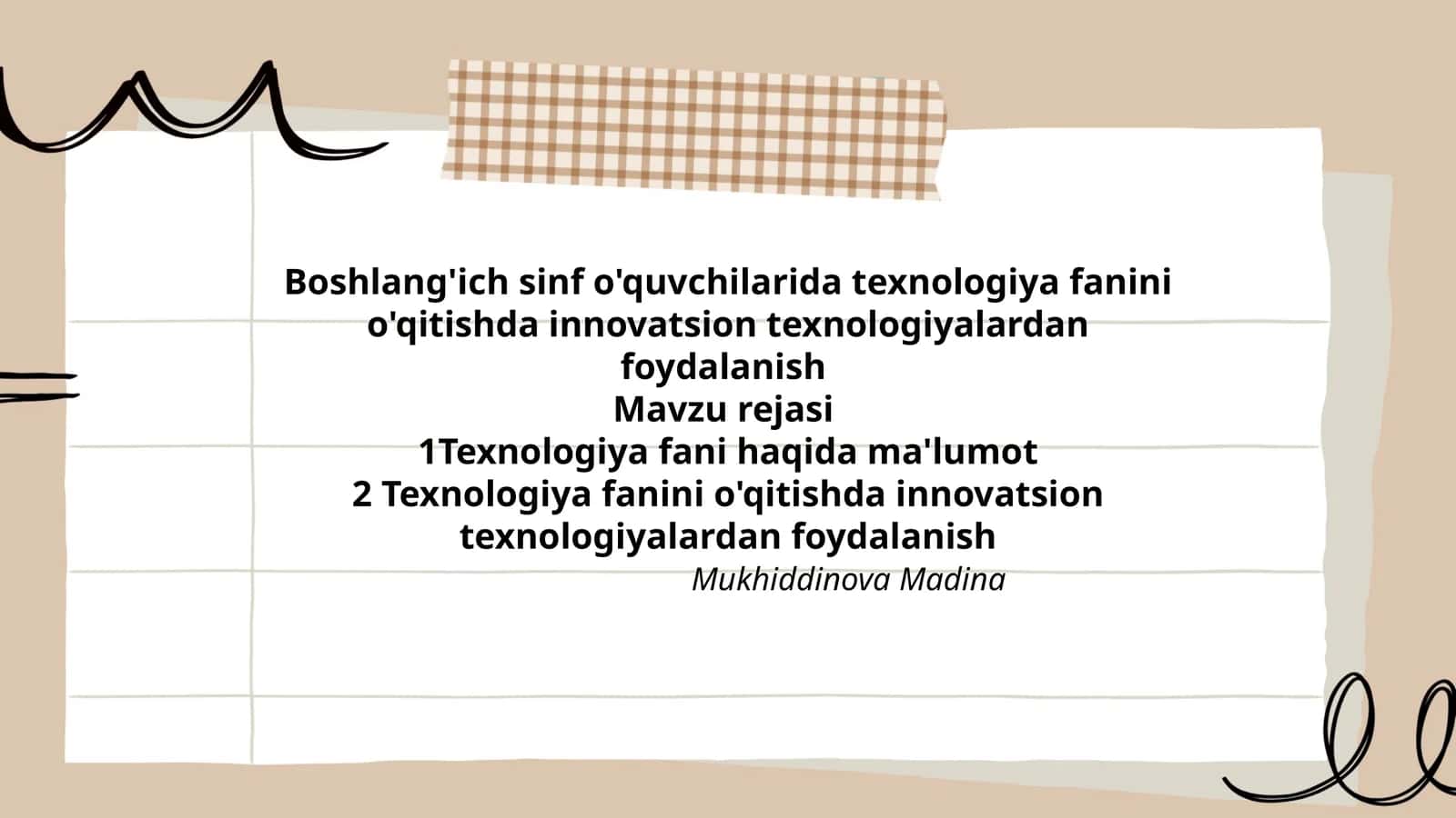 Texnologiya fanini o'qitishda innovatsion texnologiyalardan foydalanish