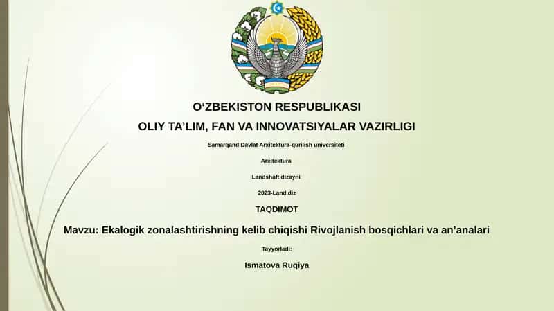 Ekalogik zonalashtirishning kelib chiqishi Rivojlanish bosqichlari va an’analari