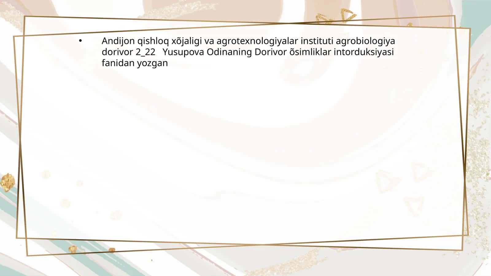Odinaning Dorivor õsimliklar intorduksiyasi