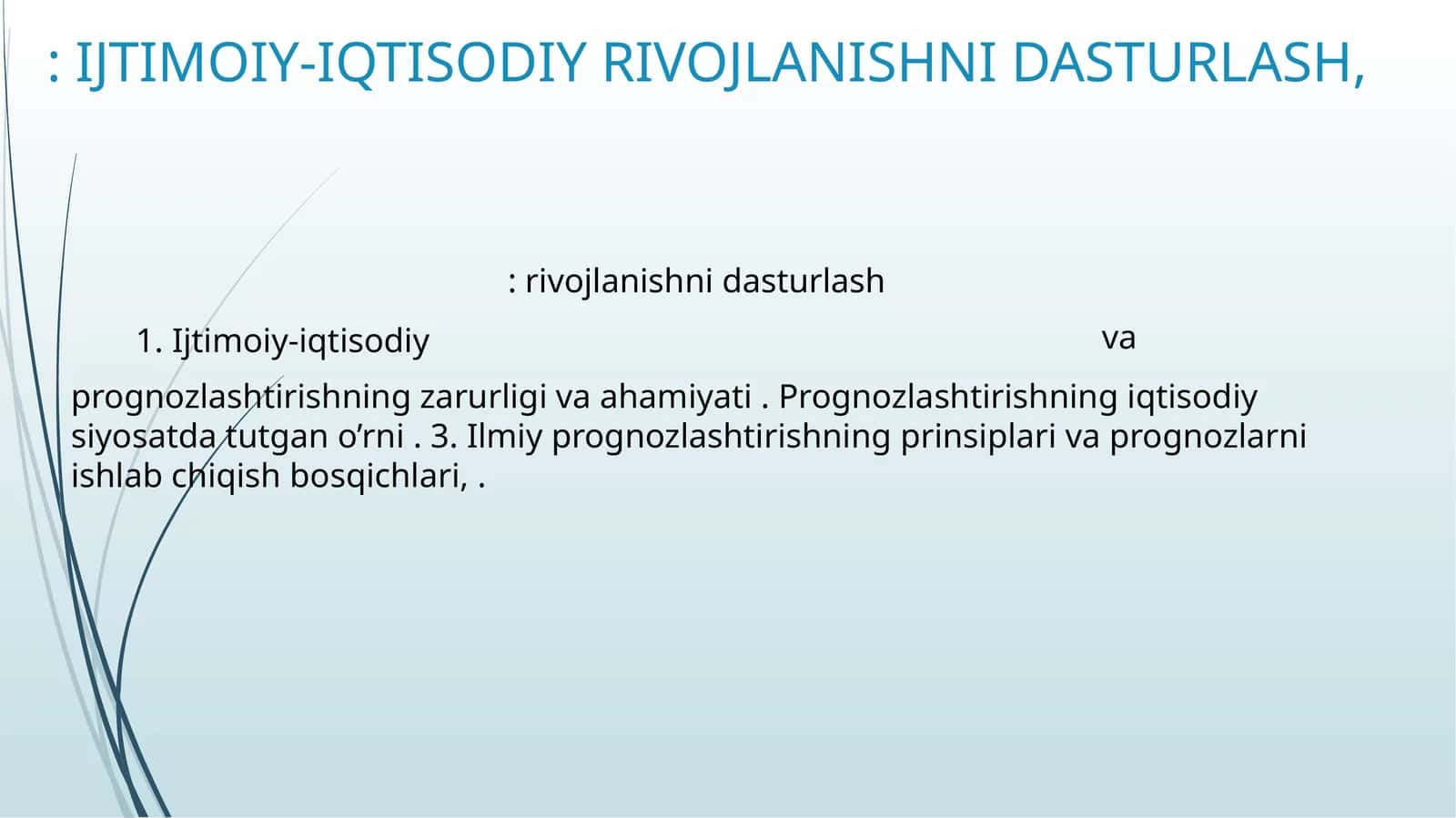 Ijtimoiy-iqtisodiy rivojlanishni dasturlash