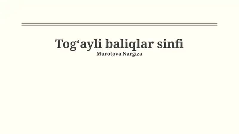 Togʻayli baliqlar sinfi