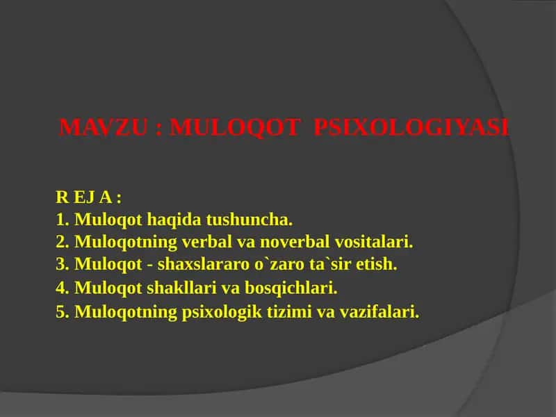 MULOQOT PSIXOLOGIYASI