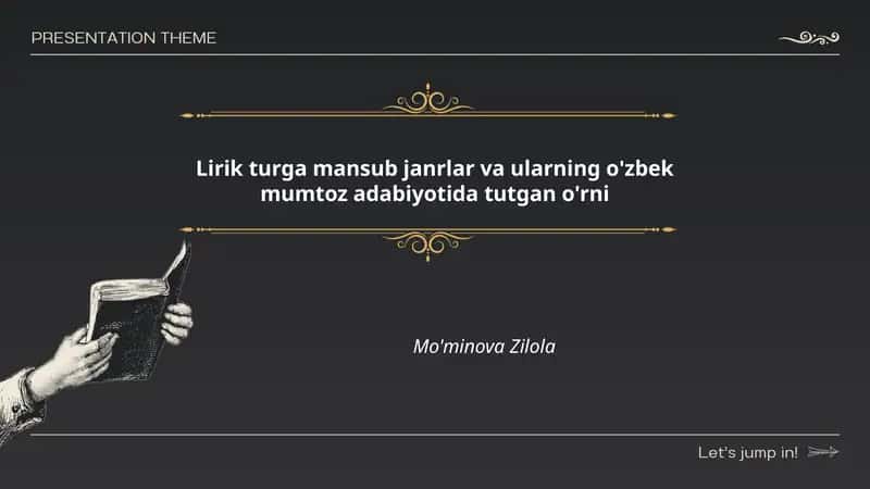 Lirik turga mansub janrlar va ularning o'zbek mumtoz adabiyotida tutgan o'rni