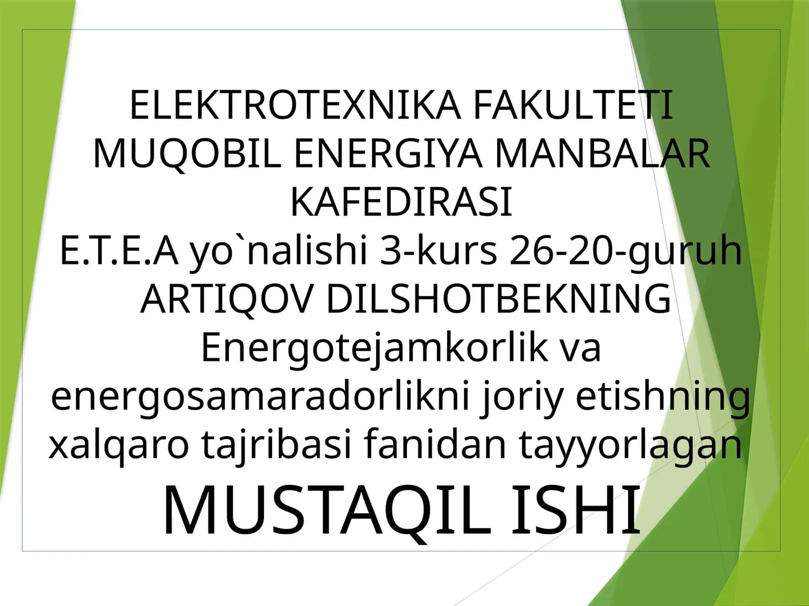 FOTOVOLTAIK EFFEKTLARDAN SAMARALI FOYDALANISH HAMDA ULARNI ENERGIYASINI OSHIRISH USULLARI