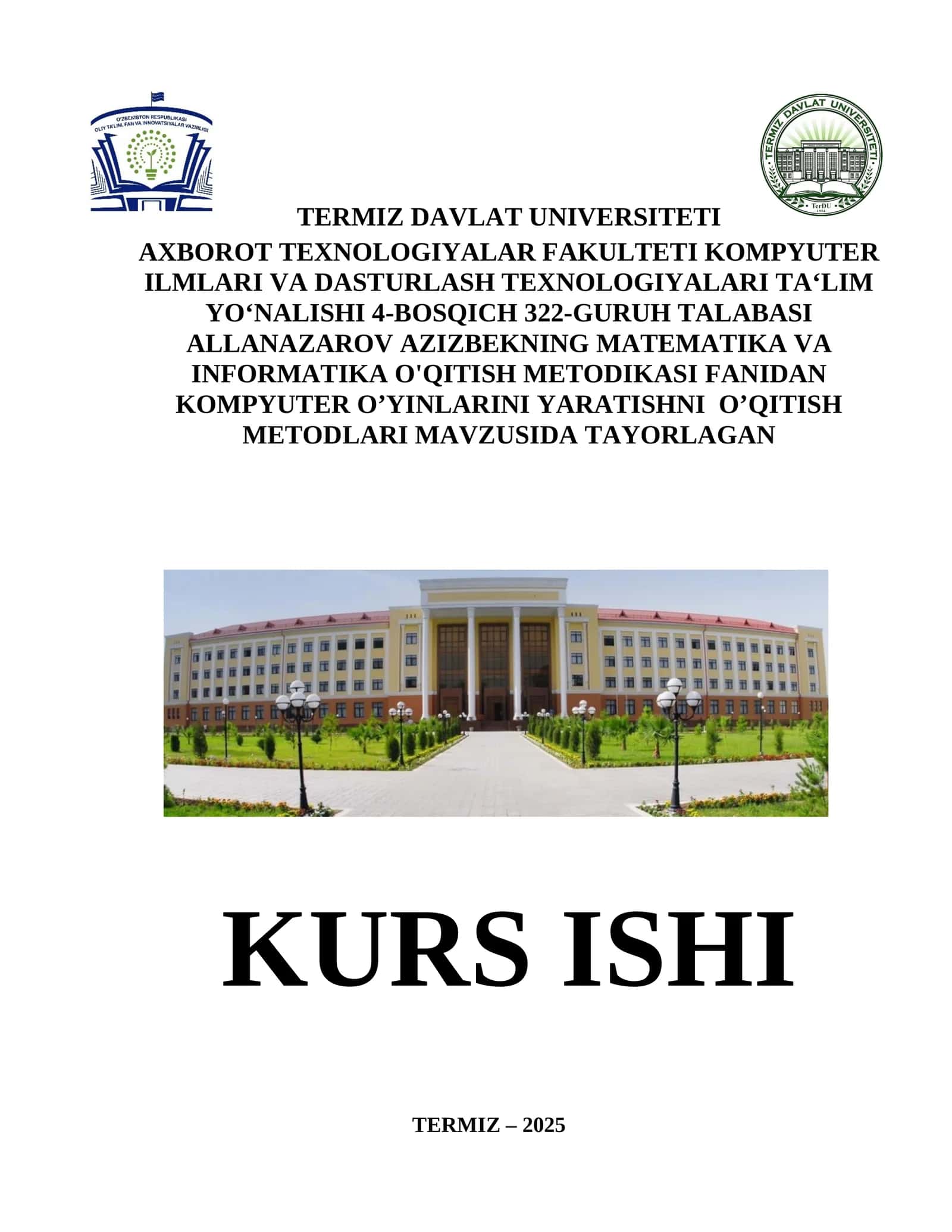 KOMPYUTER O’YINLARINI YARATISHNI O’QITISH METODLARI