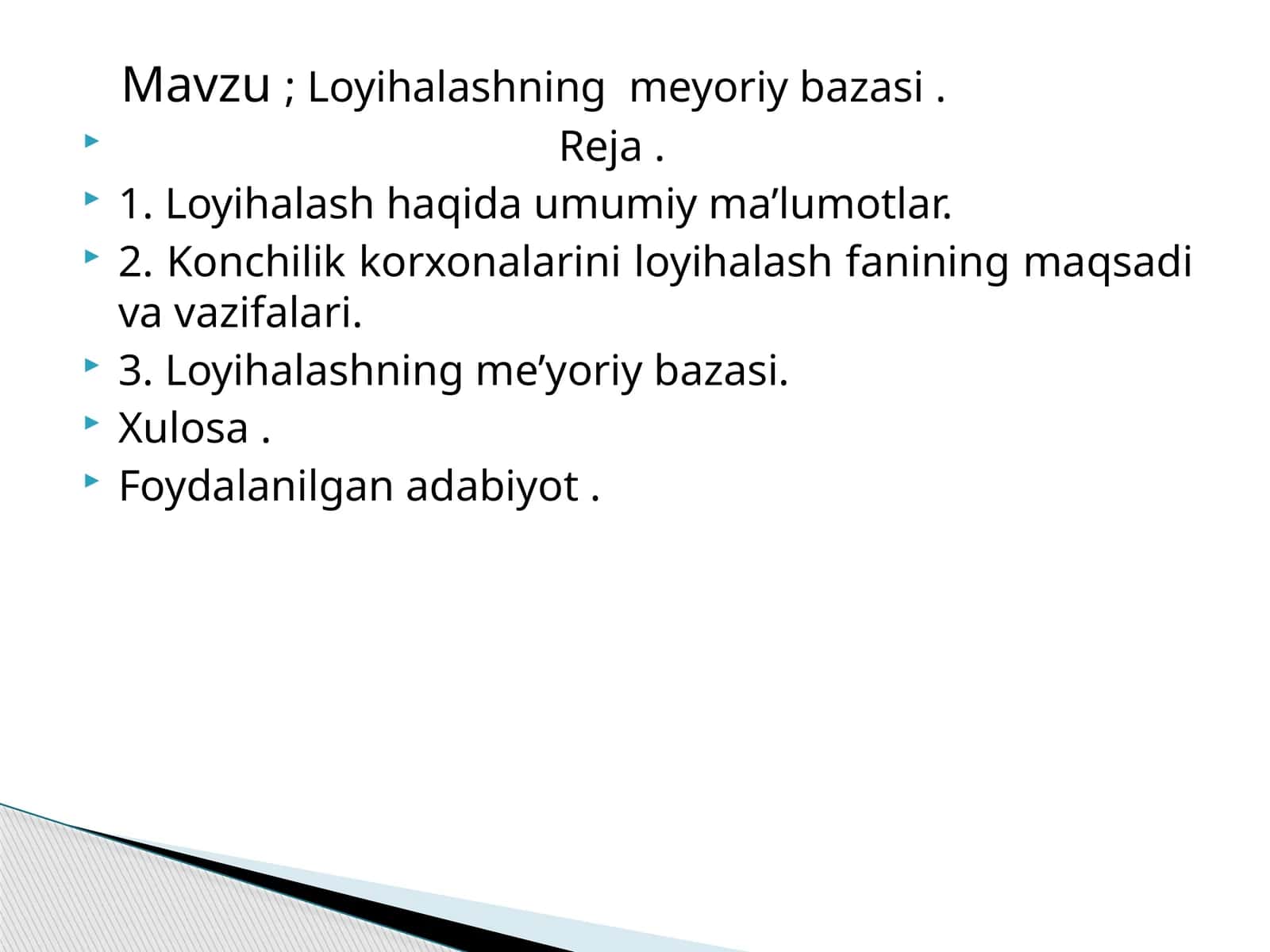 Loyihalashningmeyoriybazasi
