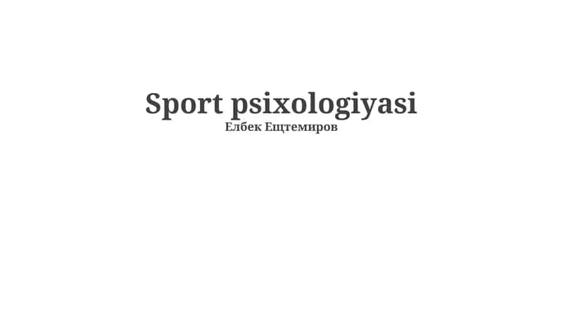 Sport psixologiyasi