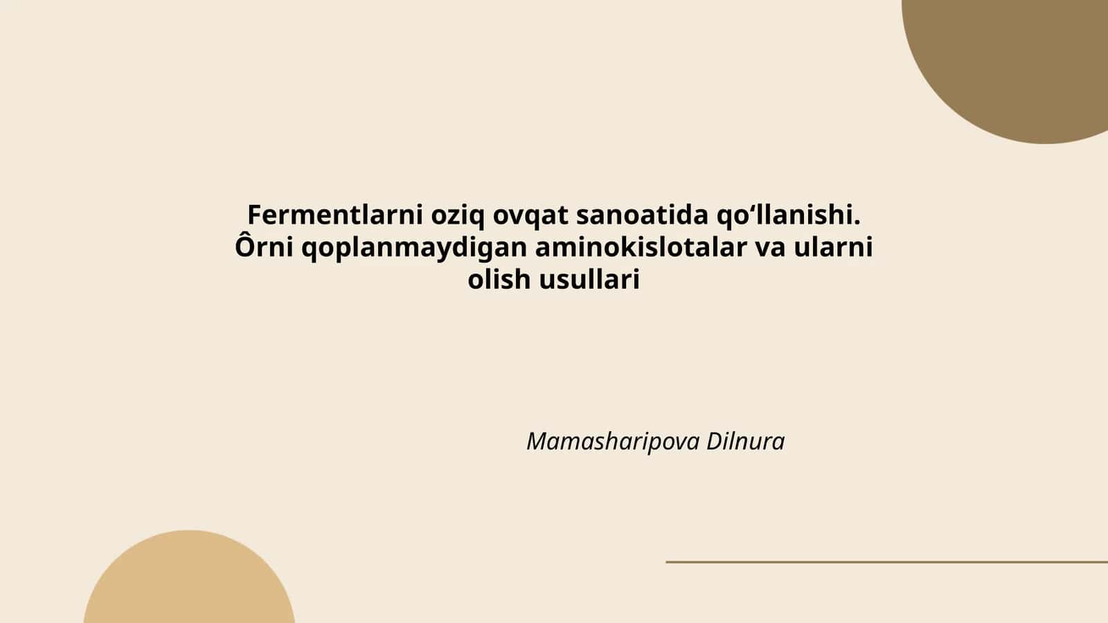Fermentlarni oziq ovqat sanoatida qoʻllanishi