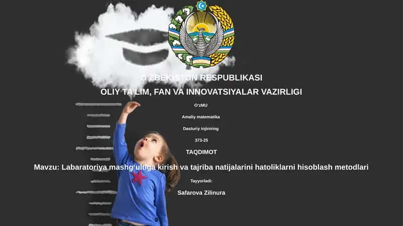 Labaratoriya mashg'ultiga kirish va tajriba natijalarini hatoliklarni hisoblash metodlari