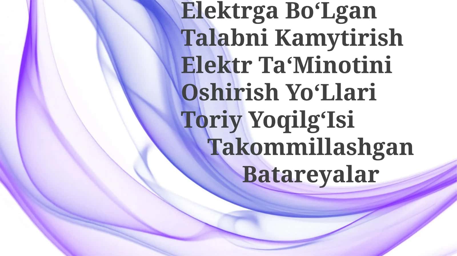 Elektrga Bo'Lgan Talabni Kamytirish
