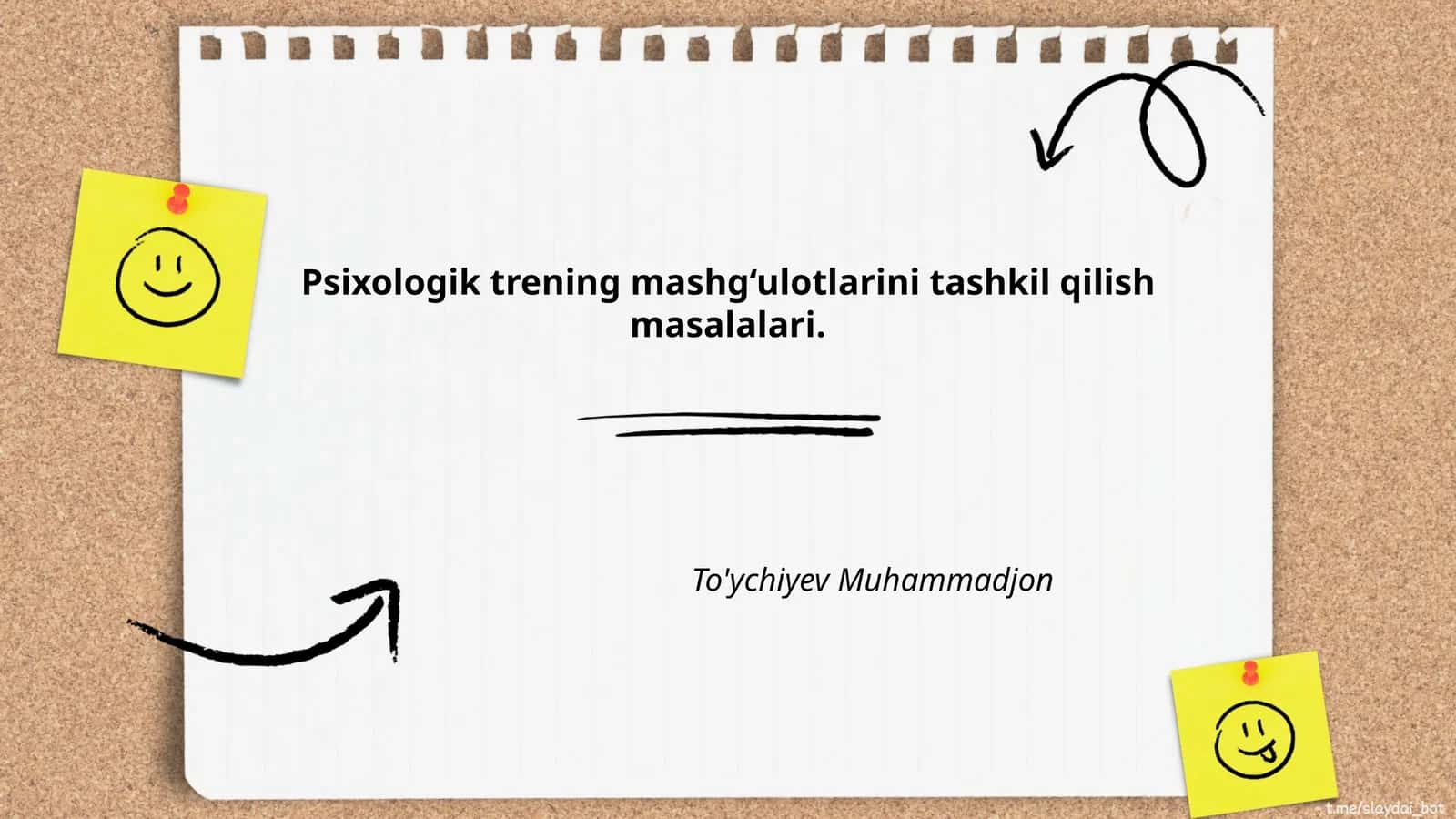 Psixologik trening mashg‘ulotlarini tashkil qilish masalalari