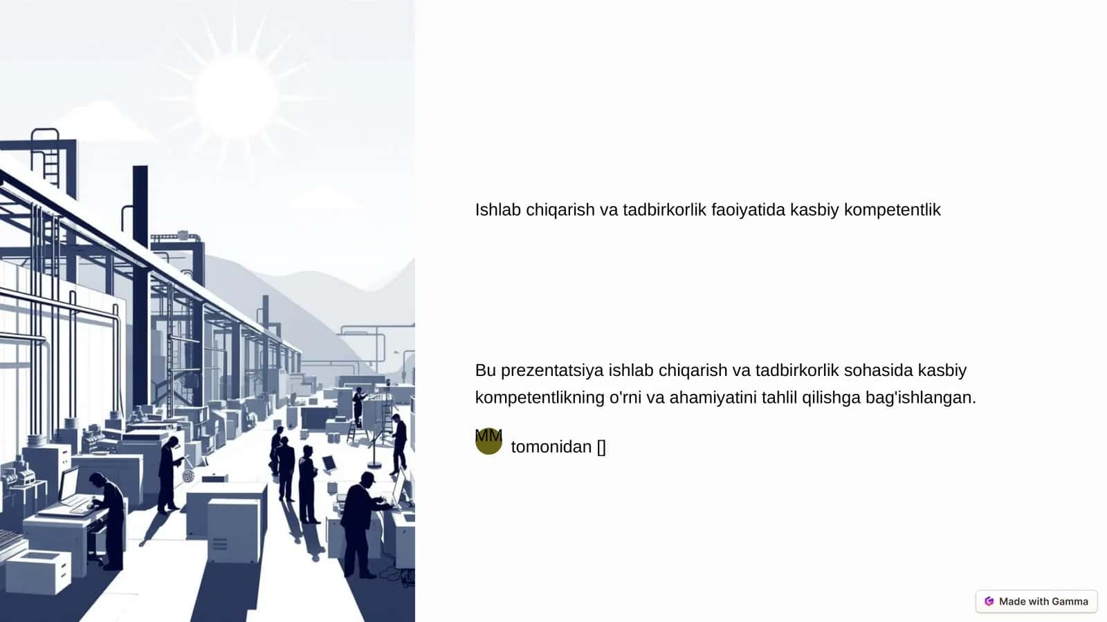 Ishlab chiqarish va tadbirkorlik faoiyatida kasbiy kompetentlik