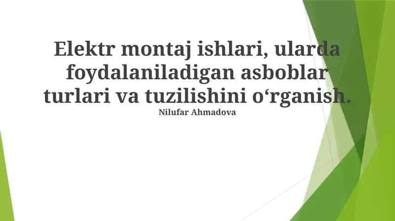 Elektr montaj ishlari