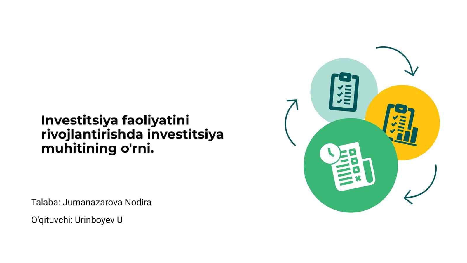 Investitsiya faoliyatini rivojlantirishda investitsiya muhitining o'rni