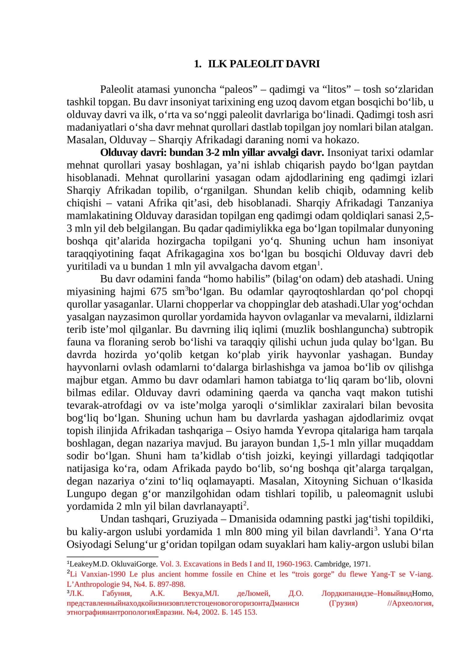 ILK PALEOLIT DAVRI