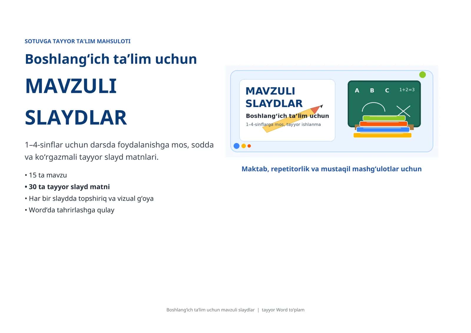 Boshlang‘ich ta’lim uchun MAVZULI SLAYDLAR