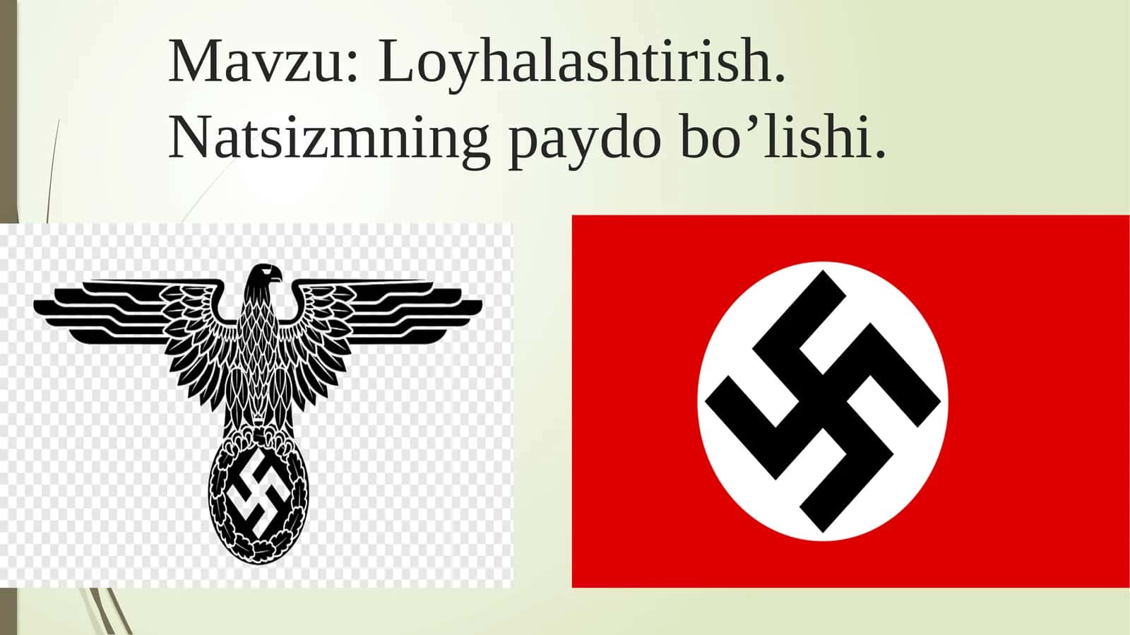 Loyhalashtirish. Natsizmning paydo bo’lishi
