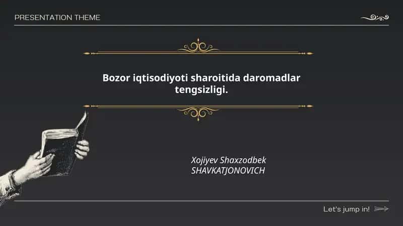 Bozor iqtisodiyoti sharoitida daromadlar tengsizligi