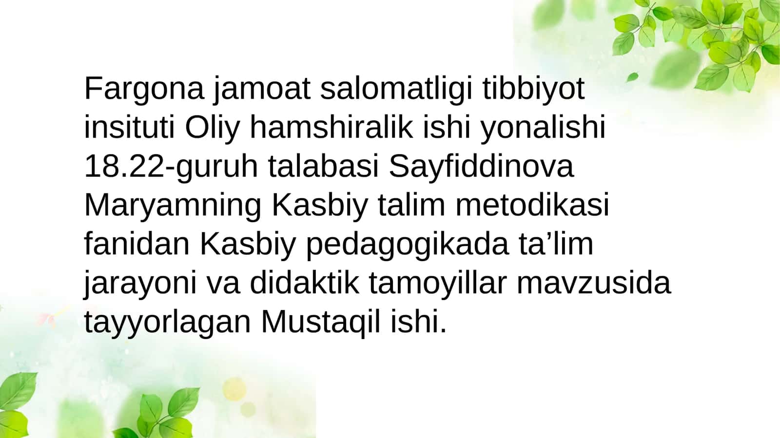 Kasbiy pedagogikada ta’lim jarayoni va didaktik tamoyillar