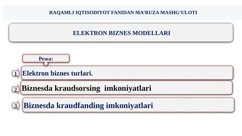 ELEKTRON BIZNES MODELLARI