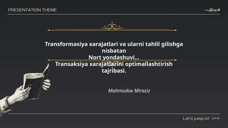 Transformasiya xarajatlari va ularni tahlil gilishga nisbatan Nort yondashuvi... Transaksiya xarajatlarini optimallashtirish tajribasi.