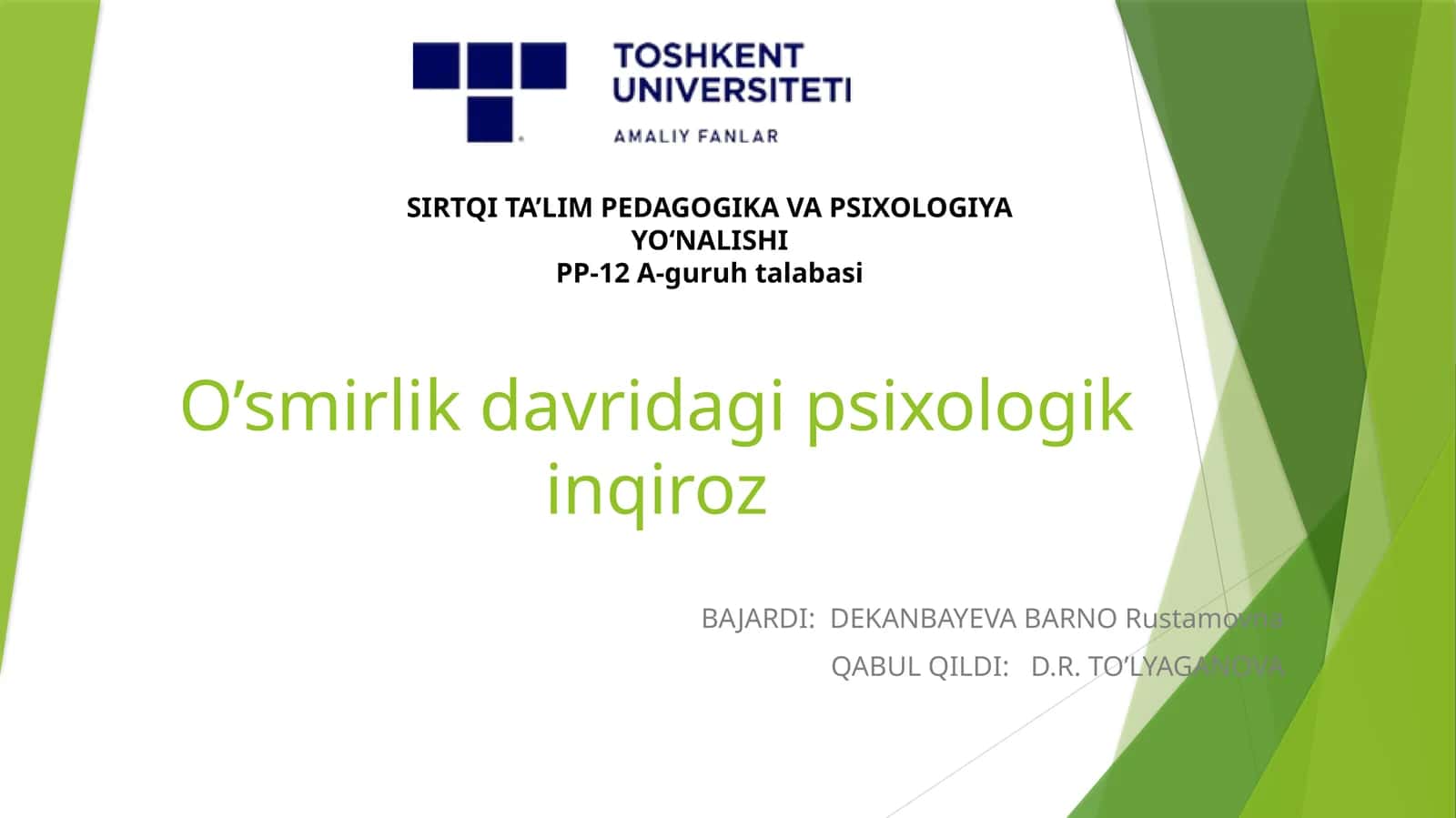O’smirlik davridagi psixologik inqiroz