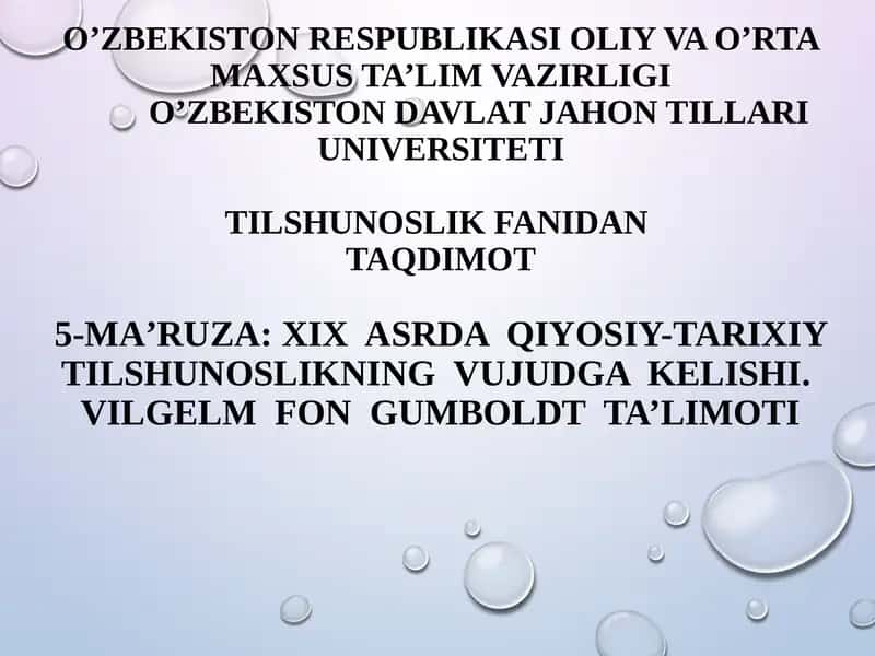 XIX asrda Qiyosiy-tarixiy tilshunoslikning vujudga kelishi